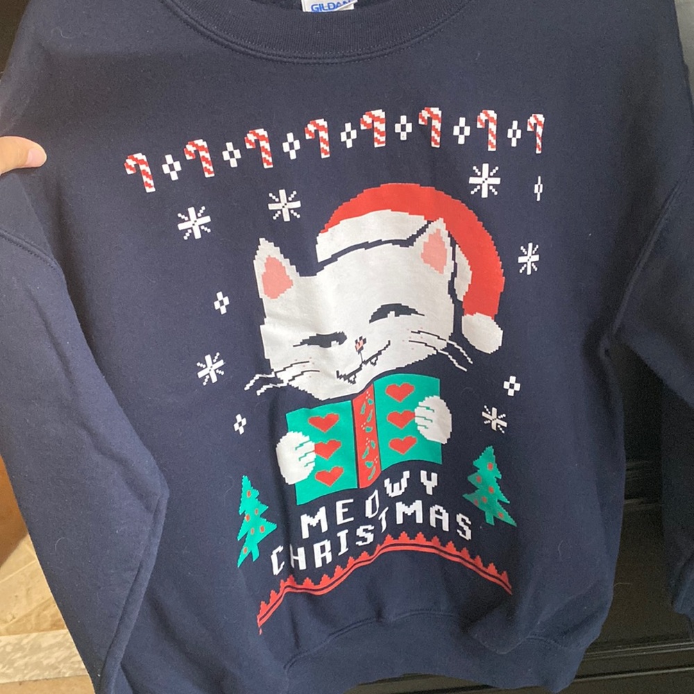 Ugly Christmas Sweater Cat Meowy Christmas Size Medium
